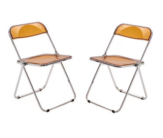 No Assembly Fancy Gold Folding Chair Indoor / Outdoor Chair- Set of 2