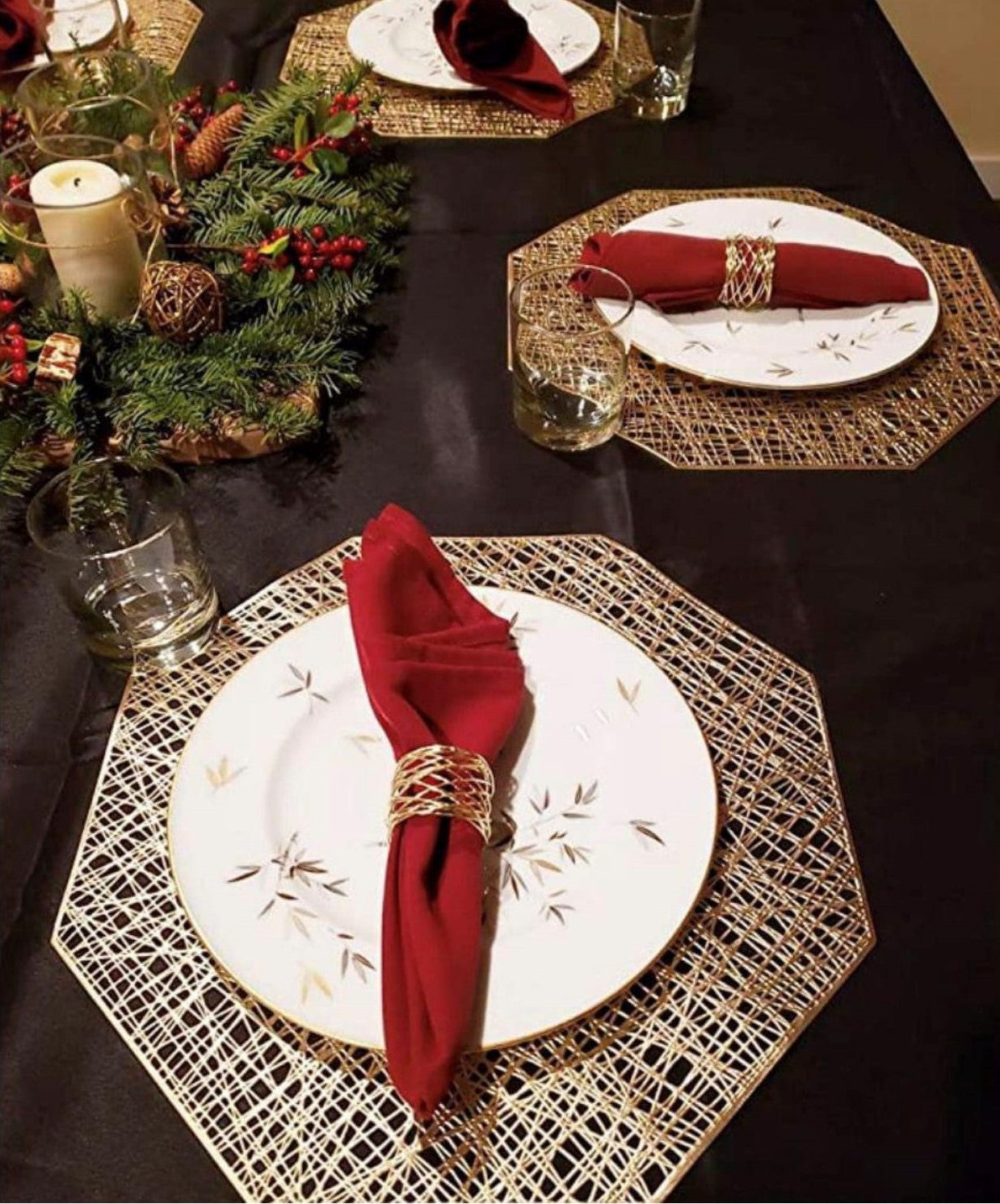 Placemat Set of 12 Pieces- Wedding / Decoration / Dinning Table PVC Place mat - GOLD